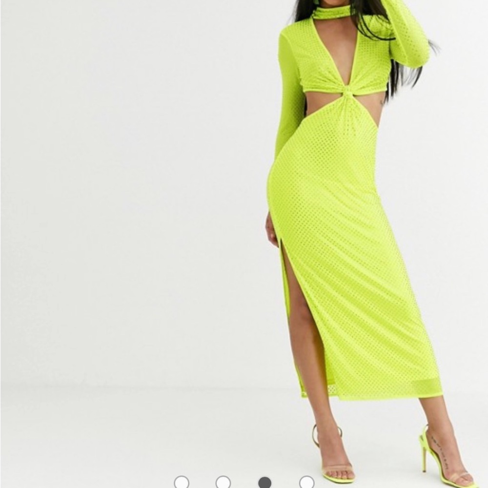 ASOS | Christian Cowan Lime Green Cut-Out Maxi Dress